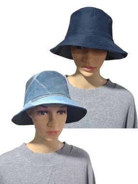 Handmade Upcycled Reversible Patchwork Denim & Navy Bucket Hat